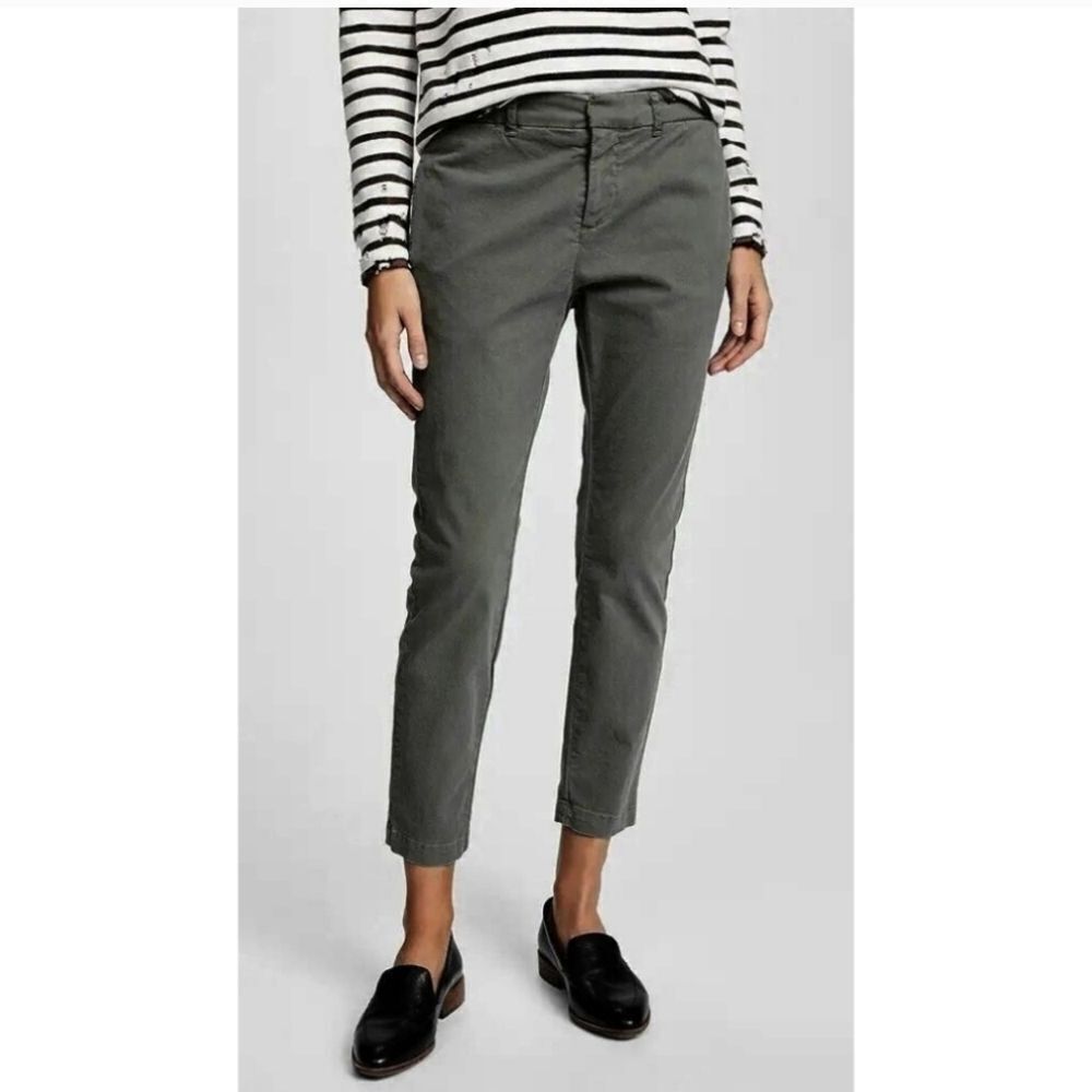 Nili Lotan Tel Aviv Carbon Gray Cropped Chino Pants Sz 10